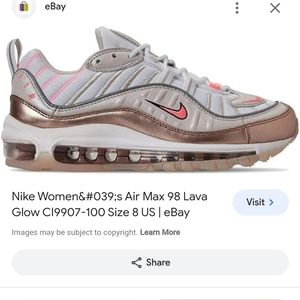 Nike AirMax 98 Lava Glow white rose Gold Sneakers Size 8